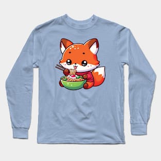 Fox eating ramen Long Sleeve T-Shirt